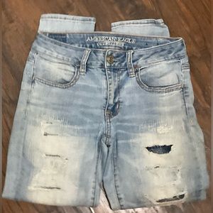 American Eagle Women Distress Jean Pant, Sz:2
